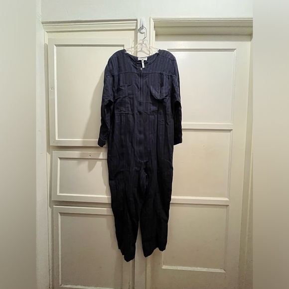 Apiece Apart Mars jumpsuit in navy winter stripes size large - Picture 2 of 16